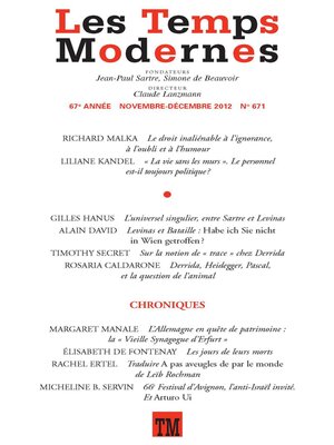 cover image of Les Temps Modernes N° 671 N° 671